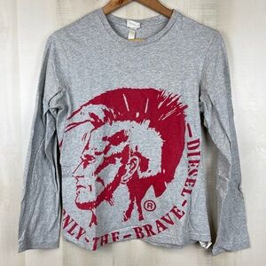 VTG Diesel Women’s Long Sleeve T-Shirt Graphic Print Mohawk Punk Sz 14 / Small